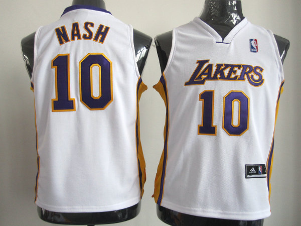 NBA Kids Los Angeles Lakers 10 Steve Nash Authentic White Youth Jersey